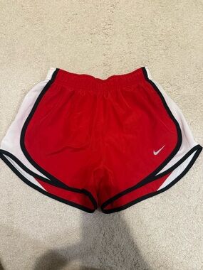 Nike Women’s Red Athletic Running Shorts with White Panels size xs